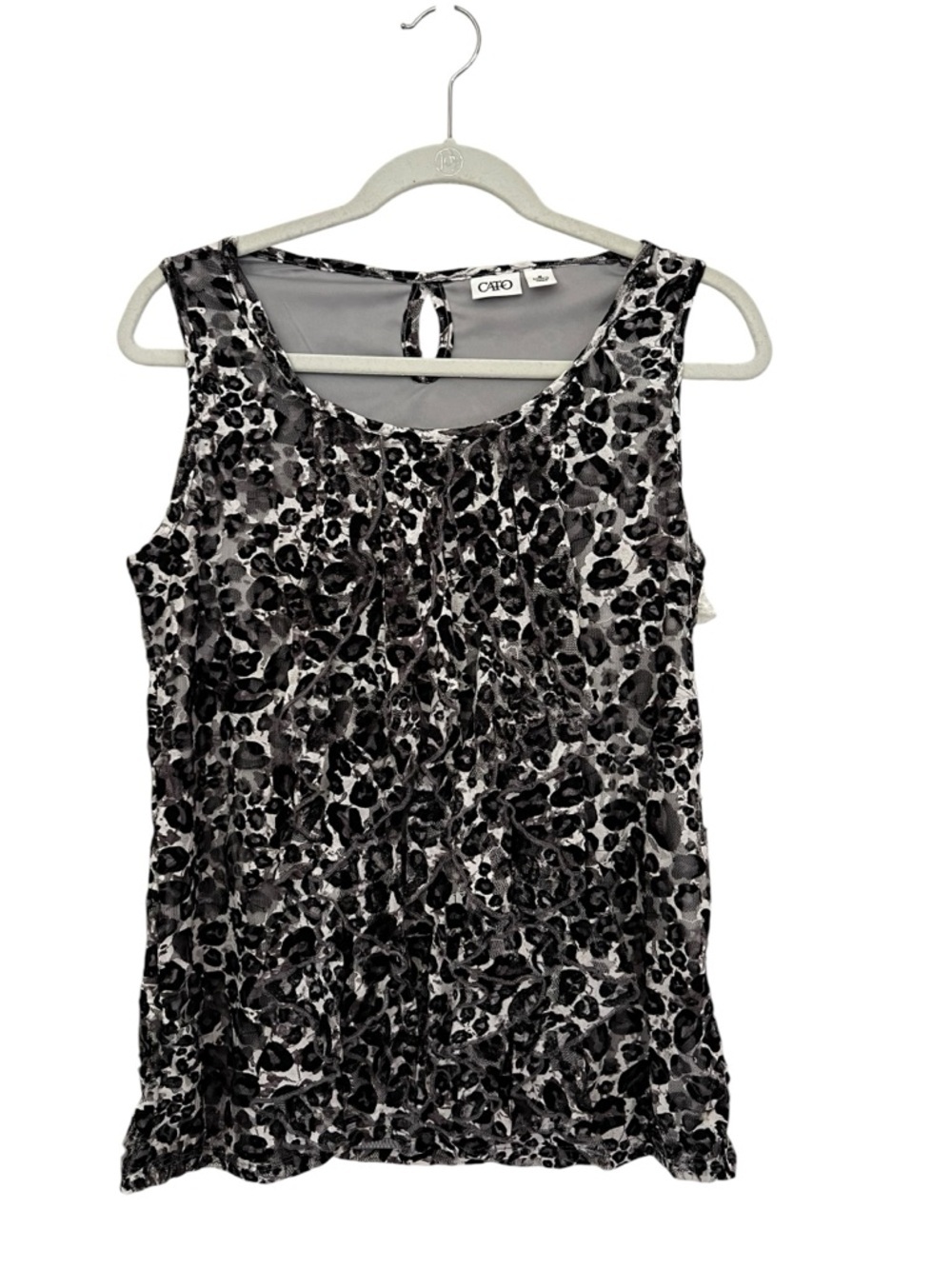 Cato Black & Gray Leopard-Print Sleeveless Camisole Size M
